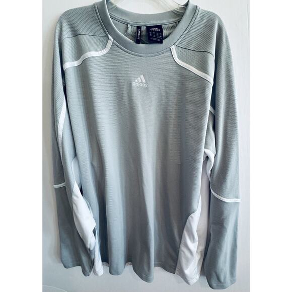 ADIDAS CLIMALITE GRAY/WHITE JOGGING SHIRT LONG SLEEVE XL - Picture 1 of 6